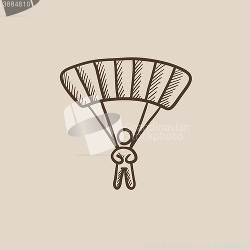 Image of Skydiving sketch icon.