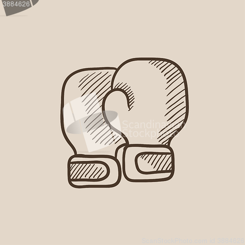 Image of Boxing gloves sketch icon.