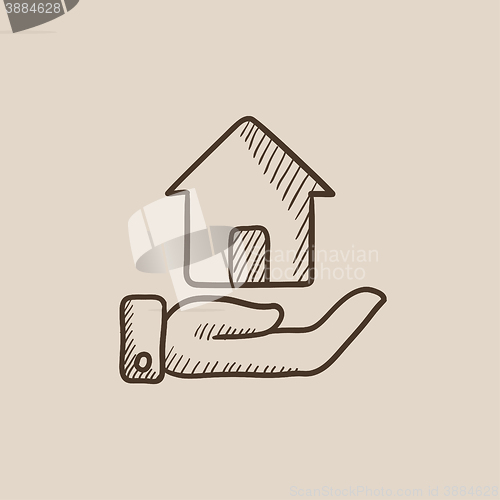 Image of House insurance sketch icon.