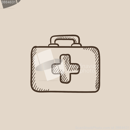 Image of First aid kit sketch icon.