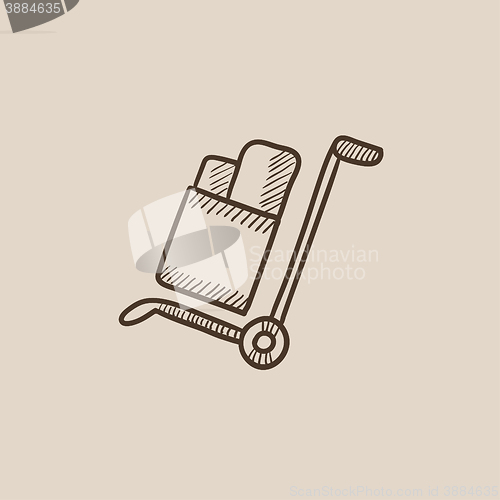 Image of Shopping handling trolley sketch icon.