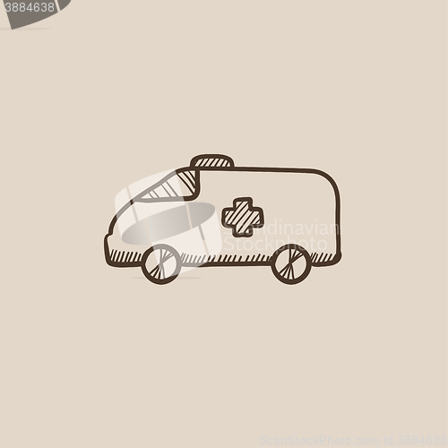 Image of Ambulance car sketch icon.