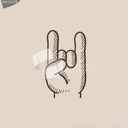 Image of Rock and roll hand sign sketch icon.