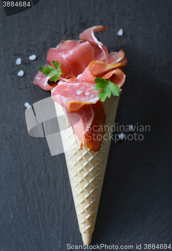 Image of Raw Bacon in ice cream cone