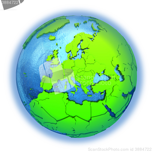 Image of Europe on green Earth