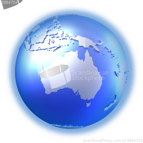 Image of Australia on bright metallic Earth