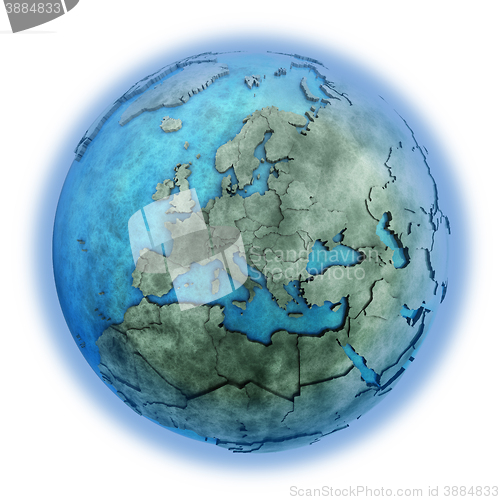 Image of Europe on marble planet Earth