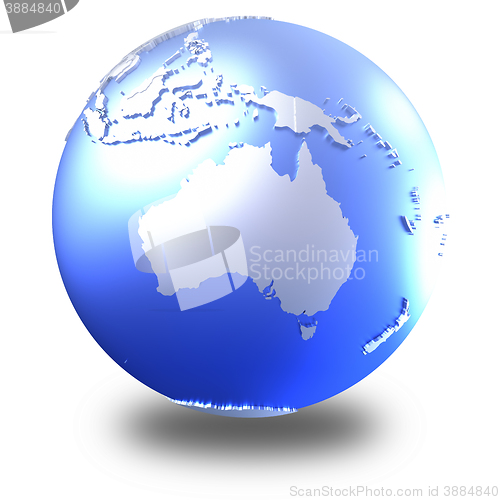 Image of Australia on bright metallic Earth