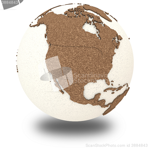 Image of North America on light Earth