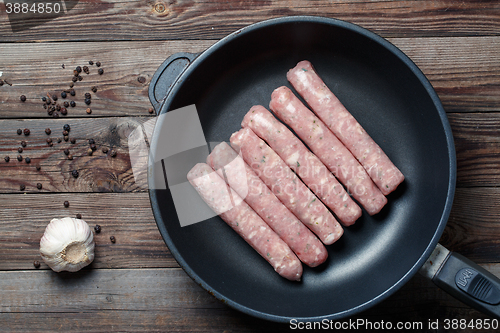 Image of Raw Sausages in a Pan