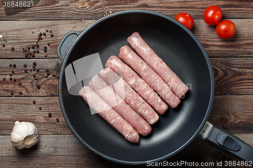 Image of Raw Sausages in a Pan