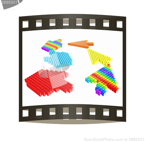 Image of Set of Link selection computer mouse cursor on white background. The film strip