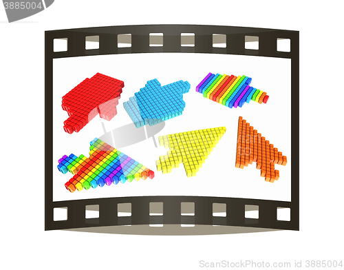 Image of Set of Link selection computer mouse cursor on white background. The film strip