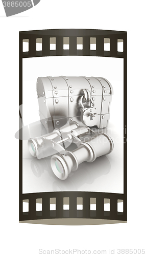 Image of binoculars and chest. The film strip