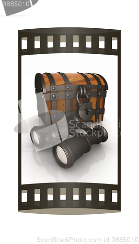 Image of binoculars and chest. The film strip