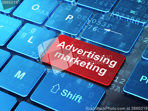 Image of Finance concept: Advertising Marketing on computer keyboard background