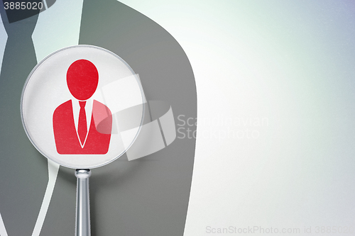 Image of Law concept:  Business Man with optical glass on digital background
