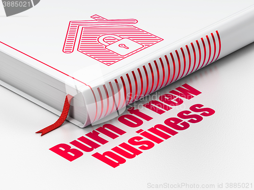 Image of Finance concept: book Home, Burn Of new Business on white background