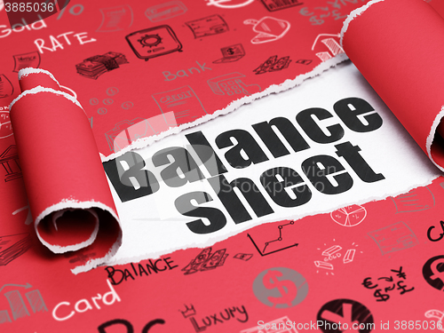 Image of Banking concept: black text Balance Sheet under the piece of  torn paper