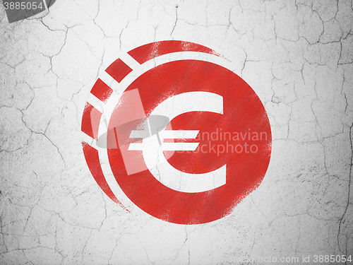 Image of Currency concept: Euro Coin on wall background