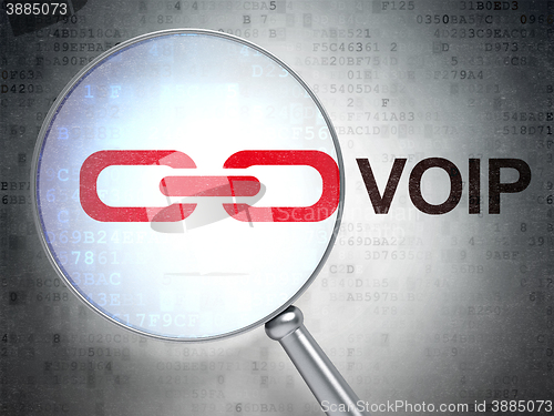 Image of Web development concept: Link and VOIP with optical glass