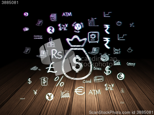 Image of Banking concept: Money Bag in grunge dark room