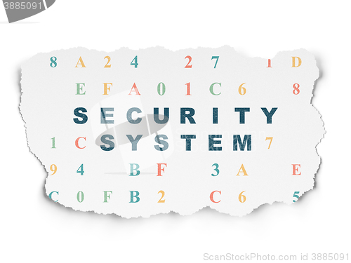 Image of Safety concept: Security System on Torn Paper background