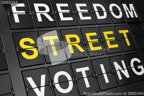 Image of Politics concept: Street Disturbances on airport board background