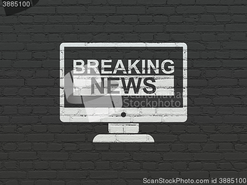 Image of News concept: Breaking News On Screen on wall background