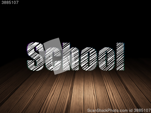 Image of Learning concept: School in grunge dark room