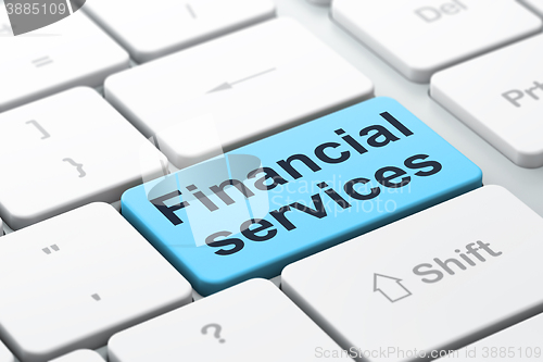 Image of Banking concept: Financial Services on computer keyboard background