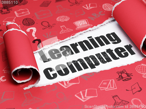 Image of Learning concept: black text Learning Computer under the piece of  torn paper