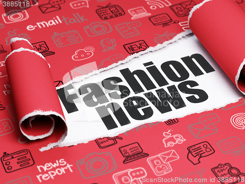 Image of News concept: black text Fashion News under the piece of  torn paper