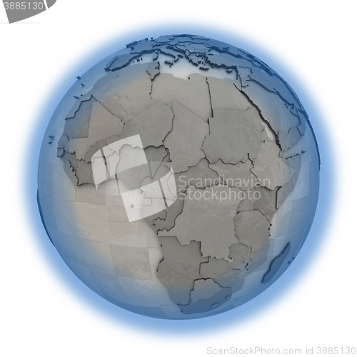Image of Africa on metallic planet Earth