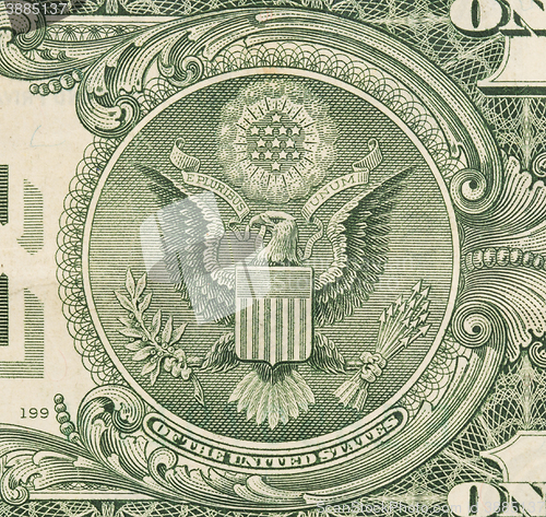 Image of US one Dollar bill, close up, seal USA