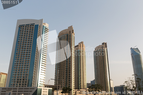 Image of Dubai city business district with skyscrapers