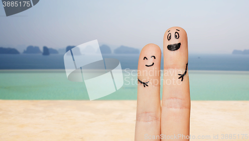 Image of close up of two fingers with smiley faces