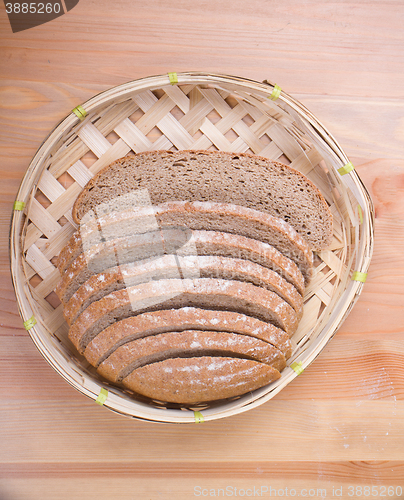 Image of bread in a wicker breadbasket 