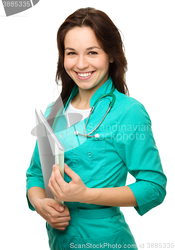 Image of Portrait of a woman wearing doctor uniform