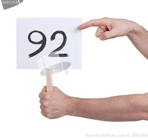 Image of Sign with a number, 92