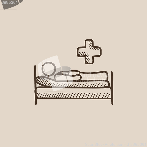 Image of Patient lying on bed  sketch icon.