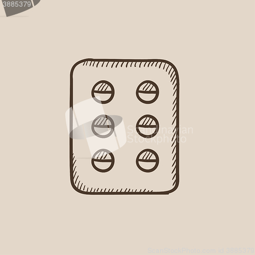 Image of Plate of pills sketch icon.