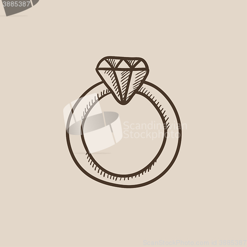 Image of Diamond ring sketch icon.
