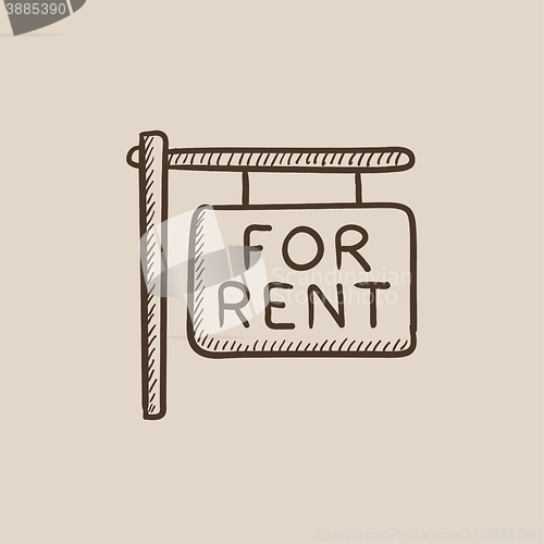 Image of For rent placard sketch icon.