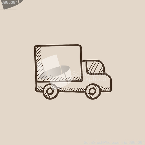 Image of Delivery van sketch icon.