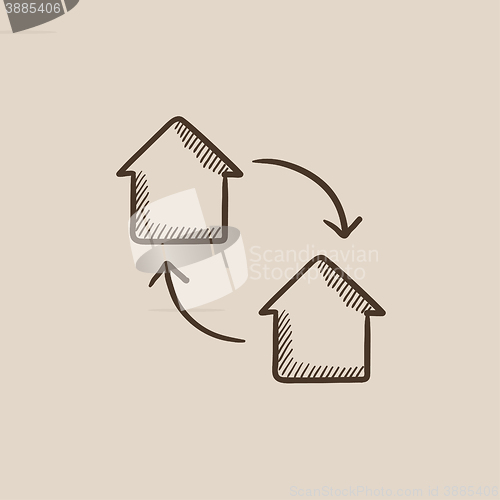 Image of House exchange sketch icon.