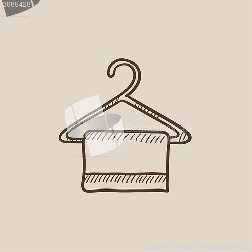 Image of Towel on hanger sketch icon.