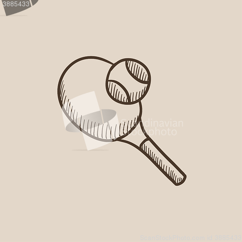 Image of Tennis racket and ball sketch icon.