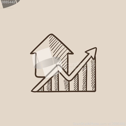 Image of Graph of real estate prices growth sketch icon.