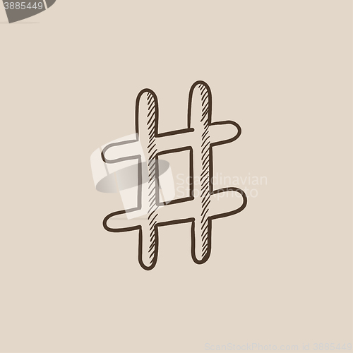 Image of Hashtag symbol sketch icon.